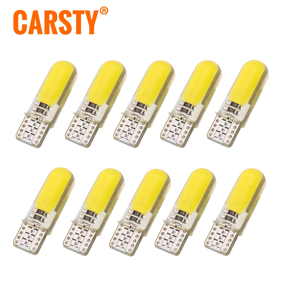 Carsty 10 х Универсальный W5W T10 лампы 194 COB светильник Автомобильный 12SMD силиконовые