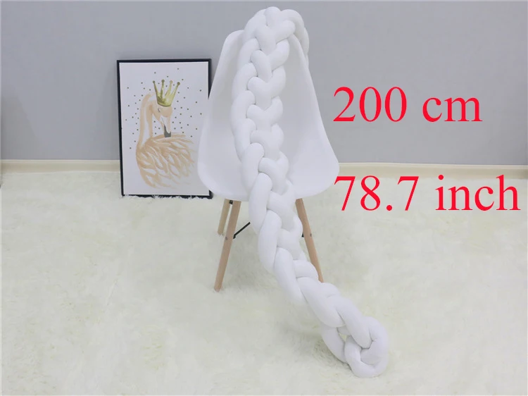200cm White 1 м/2 м/3 м 4 пряди ручной скандинавский узел кроватка Боковой бампер для новорожденных Безопасность Детская Кроватка Забор украшение в детскую комнату кровать набор защита для кроватки - Цвет: 200cm White