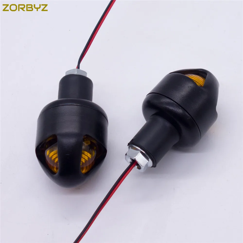 Black Zorbyz универсальный мотоцикл 22 мм руль поворота сцепление Бар Конец вилка со светодиодами стробоскоп Боковой габаритный фонарь - Цвет: Black