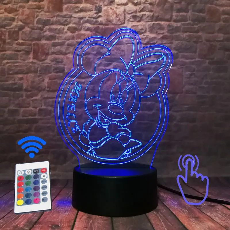 Remoter and Touch 4 Микки Маус, вечерние, Ночной светильник, 3D светодиодный, 7 цветов, меняющий сон, светильник minie e, Микки Маус, мультяшный, фигурный светильник, игрушки для малышей - Цвет: Remoter and Touch 4