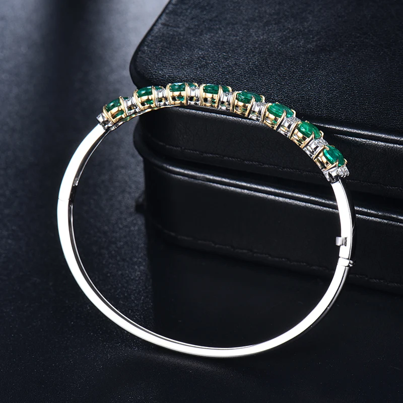 LOVERJEWELRY однотонный 18 К Au750 белый золотой овальной формы зеленый изумруд свадебный