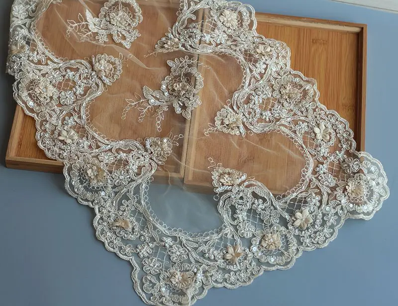 Роскошная кружевная скатерть расшитая бисером 3Dflowers ручная работа лист Doilies Alencon