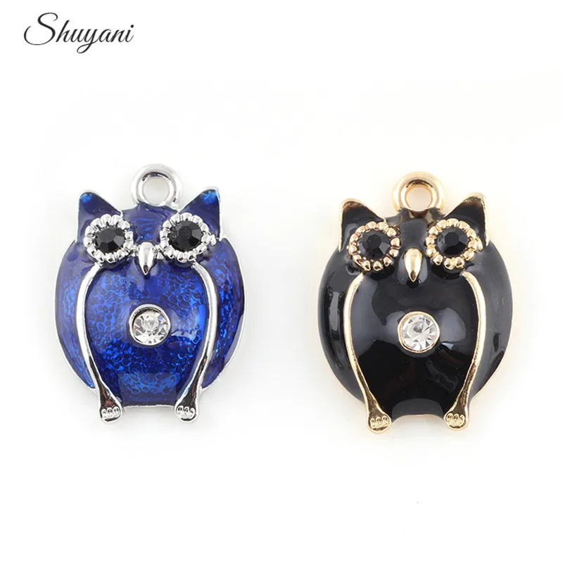 

25*18 мм золотистый и черный Цвет металлического сплава Сова мотаться медальон подвеска, женские туфли-лодочки на высоком каблуке ручной рабо...