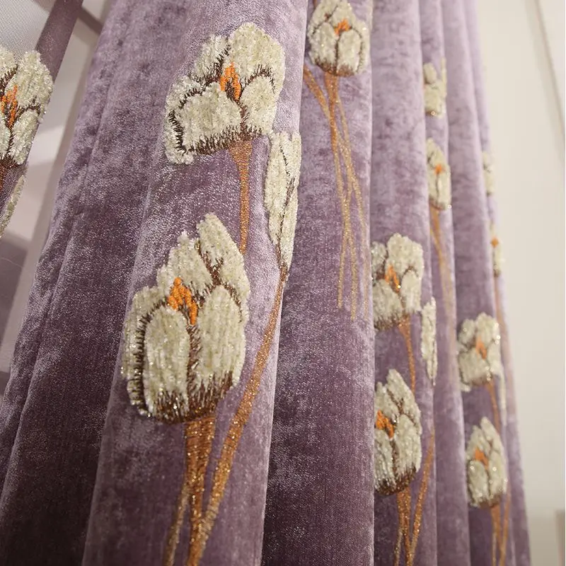 Европейская сельская модель 85% элегантные шторы с вышивкой цветочные