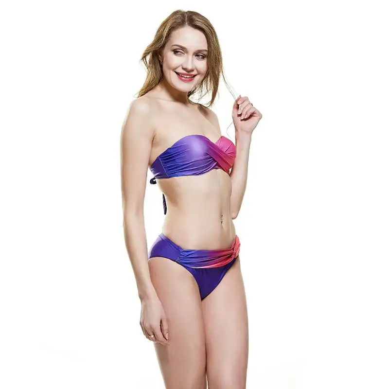 Бикини женское без бретелек пикантный купальный костюм микро стринги комплект