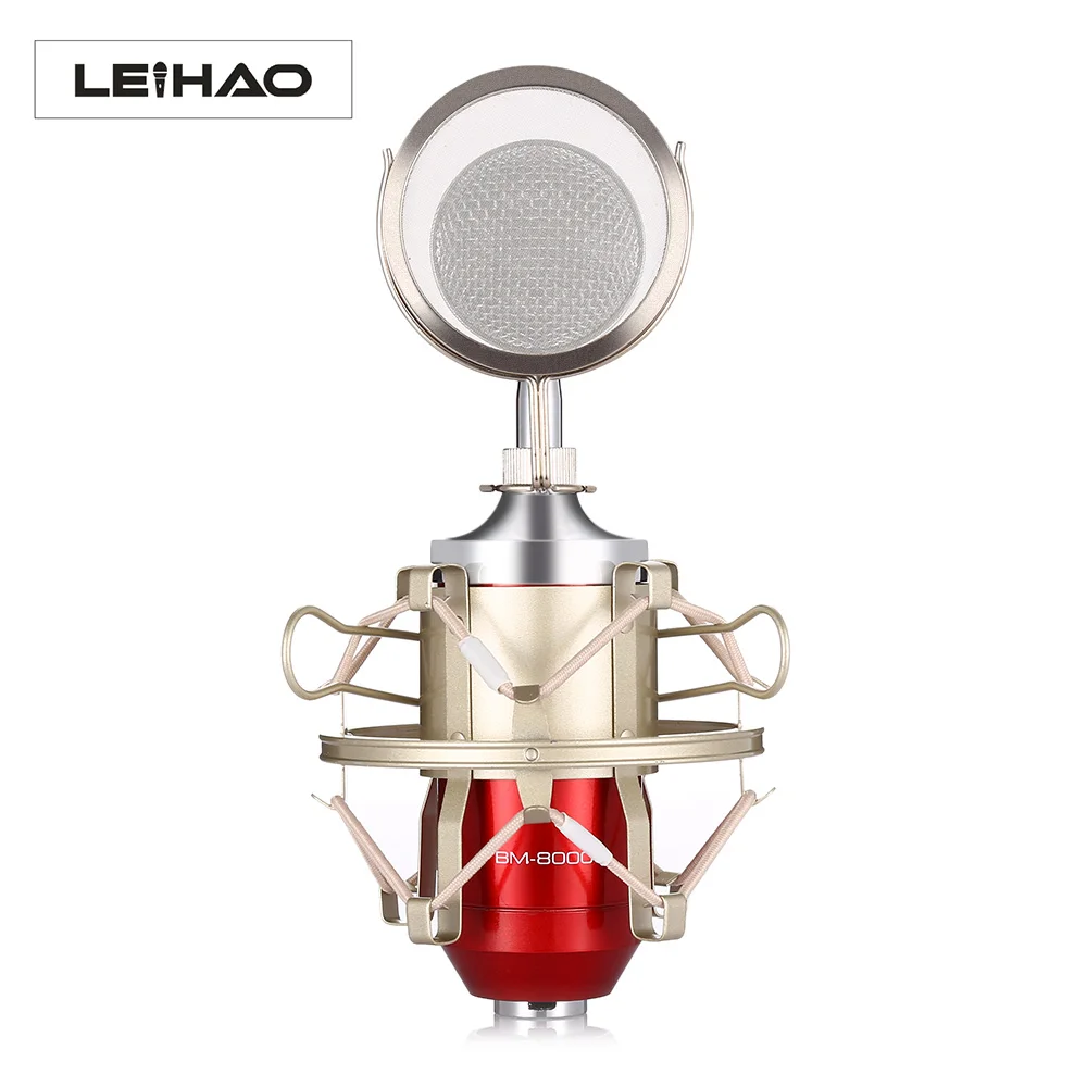 red LEIHAO BM-8000 BM8000 профессиональный студийный звукозаписывающий конденсаторный микрофон с 3,5 мм штекерным держателем - Цвет: red