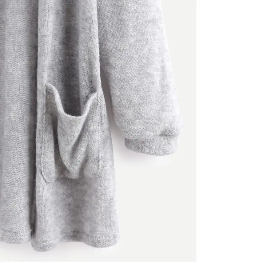 Doudoulu с длинным рукавом Кардиган Женщины Open Front Jacket свободные кардиган Карманы Повседневный Кардиган Рубашка Блузы casaco# wmew