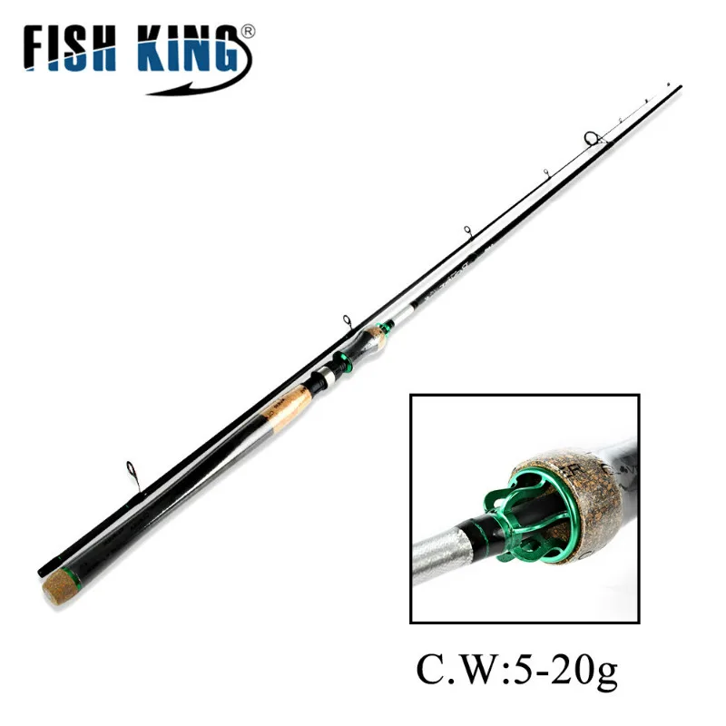 FISH KING, 2 секции, MH power, вес 5-20 г, углеродная спиннинговая удочка, средняя, 4-12 фунтов, 2,4 м, быстроходная удочка для рыбалки