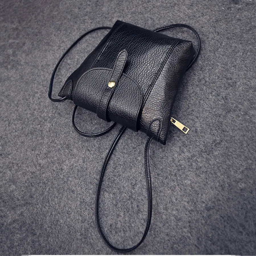 

2016 Fashion Women Messenger Bags Black/Grey/Red Small Mini Bags PU Leather Women Shoulder Messenger Bags