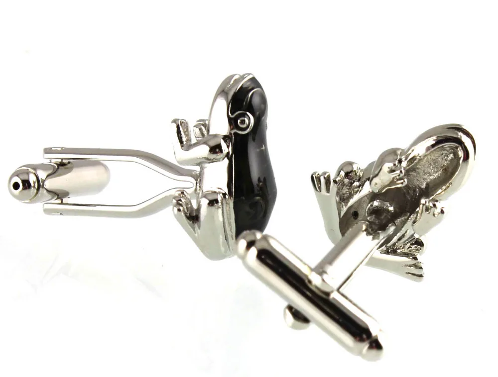 Мужские Запонки Sunnylink черные и Серебристые запонки 3D в виде лягушки для рубашки