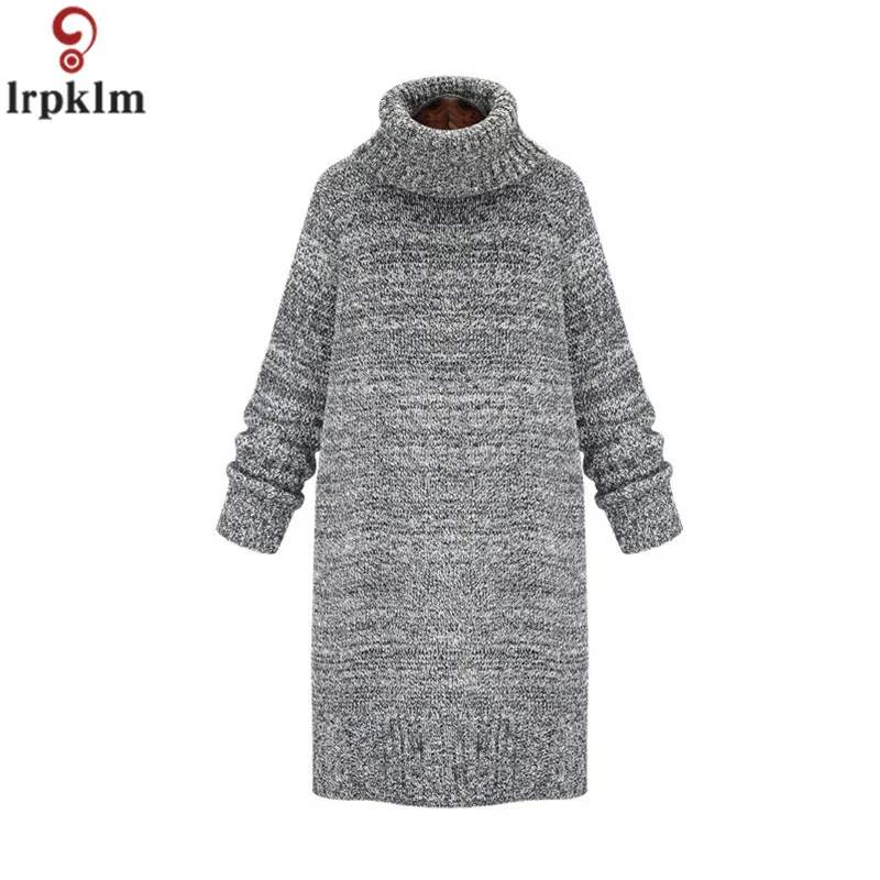 Женский толстый теплый вязаный свитер с высоким воротником новинка зимы 2018