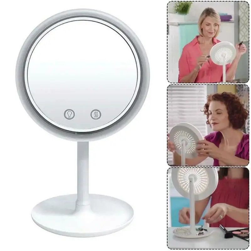 

3 in 1 fan 5X Magnifying Sweat-free Makeup Mirror Beauty Mirror Desk-Top Keeps Skin Cool Beauty LED Lighted Breeze