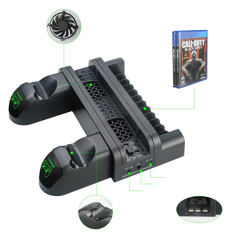 Вертикальная зарядная подставка для контроллеров Playstation 4 PS4/PS4 Slim/PS4 Pro с