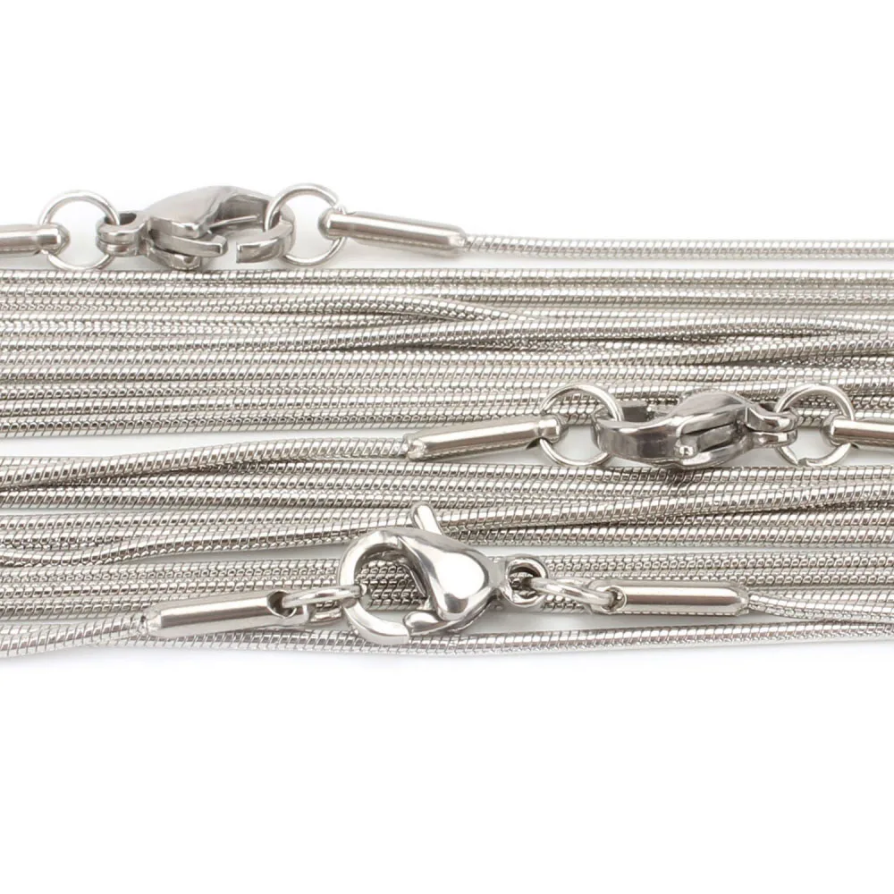

12pcs Wholesale Womens Silver 316L Stainless Steel Round Snake Chain Necklace 12mm 16"-30