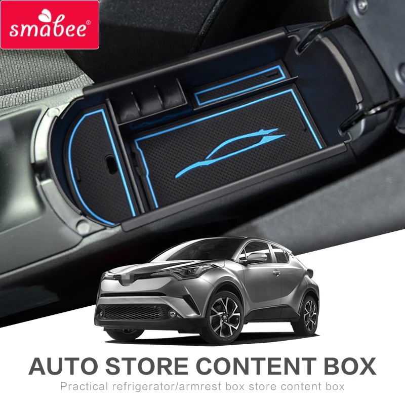 

Smabee Car central armrest box For TOYOTA C-HR 2016 2017 2018 2019 Interior Glove Box Tray Storage Box Auto Styling CHR BLUE