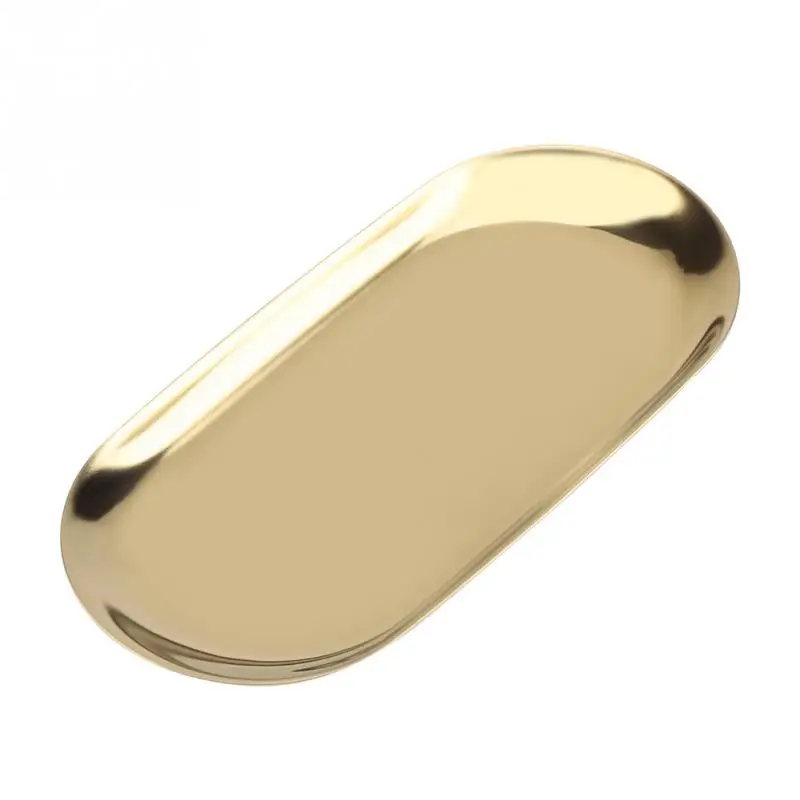Golden L Лоток для хранения в скандинавском стиле, цветная металлическая тарелка для фруктов, маленькие предметы, ювелирный поднос, зеркальный поднос для косметики, декоративные поддоны для ювелирных изделий - Цвет: Golden L