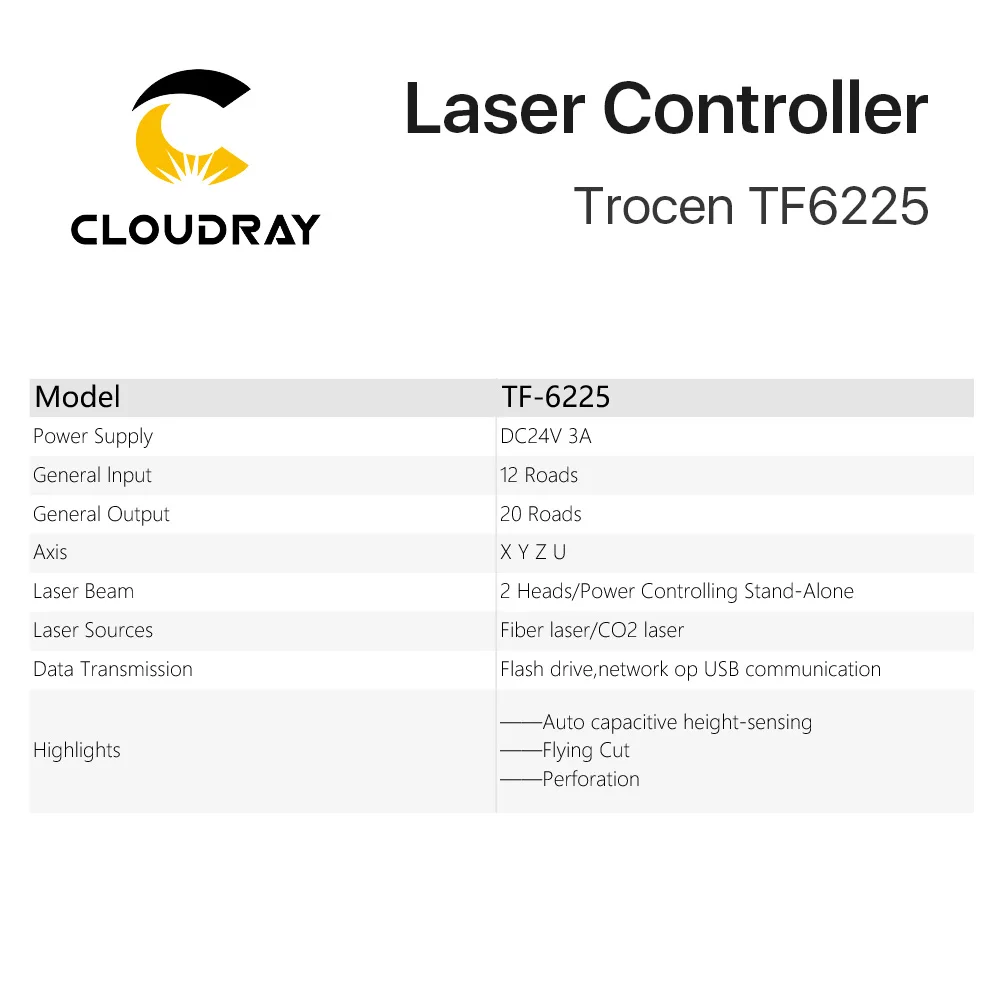 Cloudray Trocen Anywells TF6225 Co2 система лазерного контроллера для лазерной гравировальная и режущая машина
