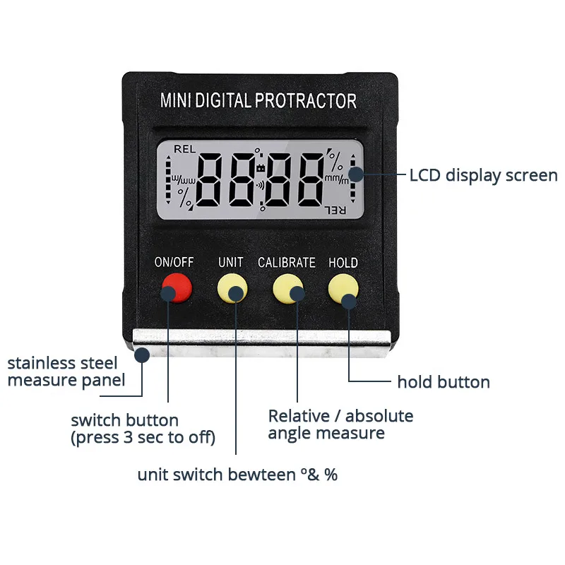 360 Degree Mini Digital Protractor Inclinometer Electronic Level Box Angle Gauge Meter Measuring Tools Magnetic Base | Инструменты