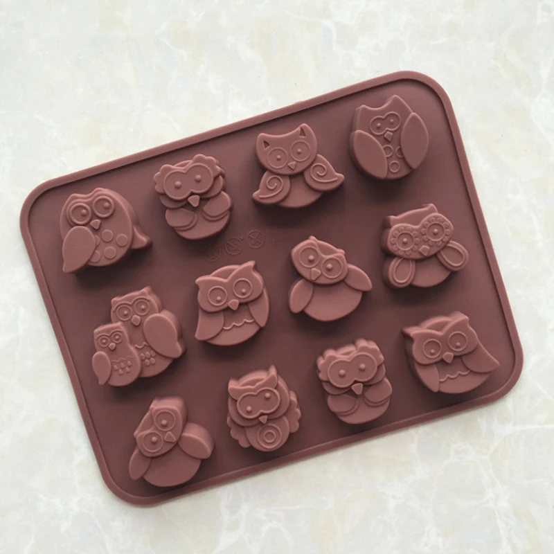 Форма для мыла торта 12 Сова Гибкая силиконовая форма конфет шоколада случайный