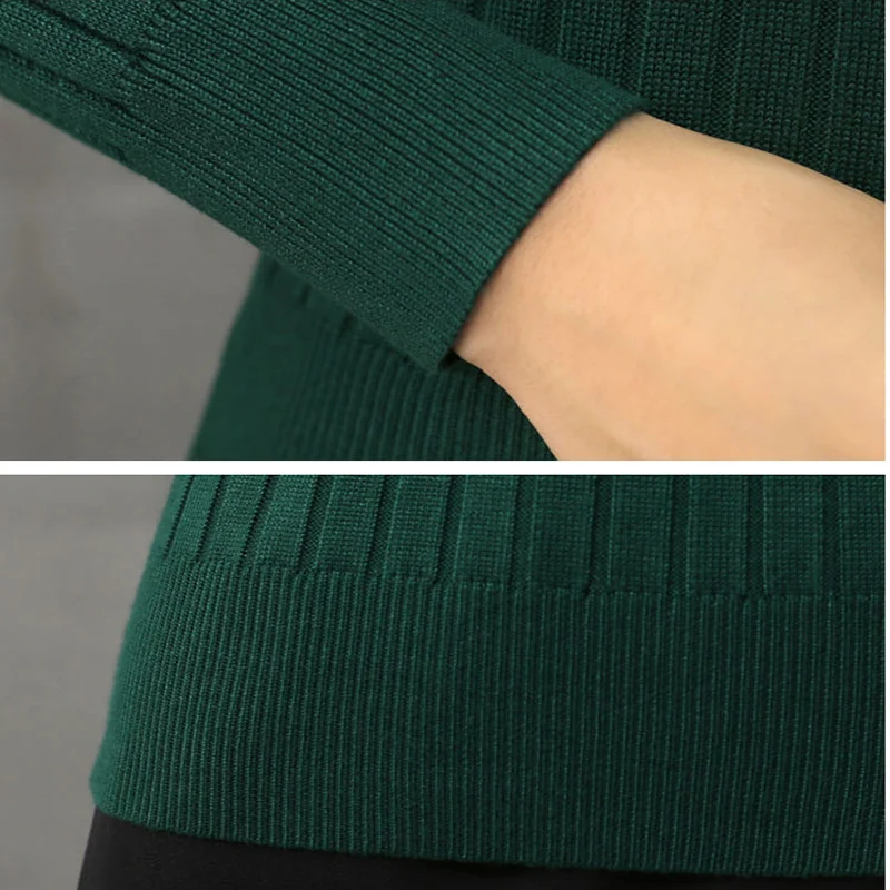 2017 Winter plus Thick Pullover long sleeve sweater lining warm Green Sweater female Fashion Casual knit | Женская одежда