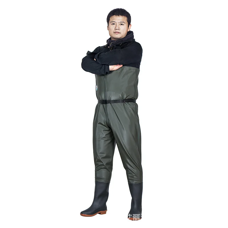 Outdoor Camping Fishing Eu38-46 PVC Pants Wear-resisting Acid Alkali Overalls Wader Shoes Bottoms Non-slip Boots Wading Trousers