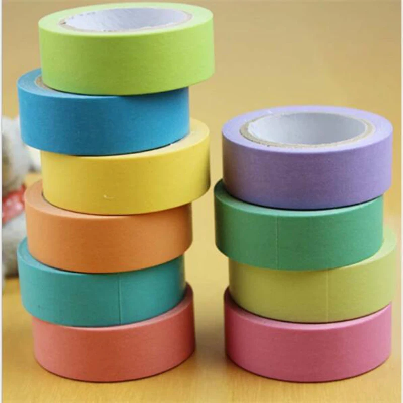 

15mm*10m Macaron Candy Color Decorative Masking Tapes School Supplies Solid Color Slim Paper Tape Washi Tape
