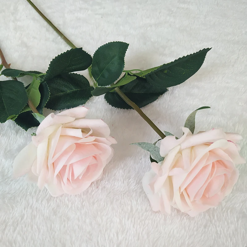 light pink 50 шт. настоящие весенние латексные цветы искусственные цветы розы декоративные цветы Букеты Свадебные украшения для дома - Цвет: light pink