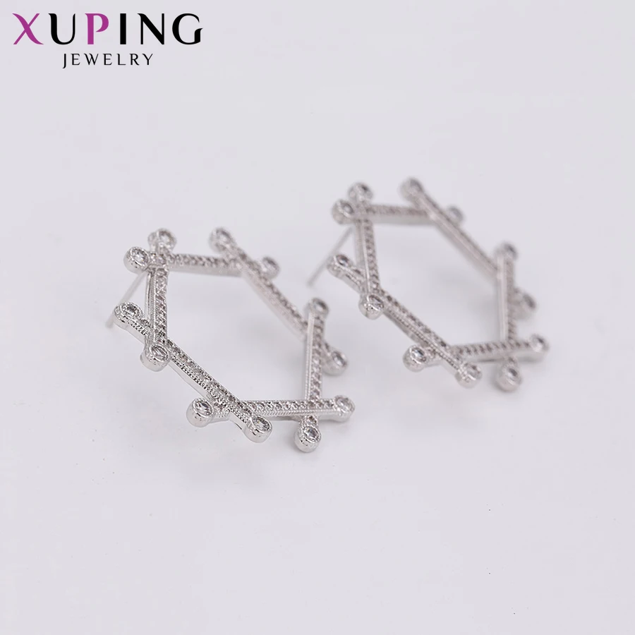 Xuping Elegant Special Design Earrings Rhodium Plated Earring Stud Jewelry for Women Christmas Gifts 93476 | Украшения и