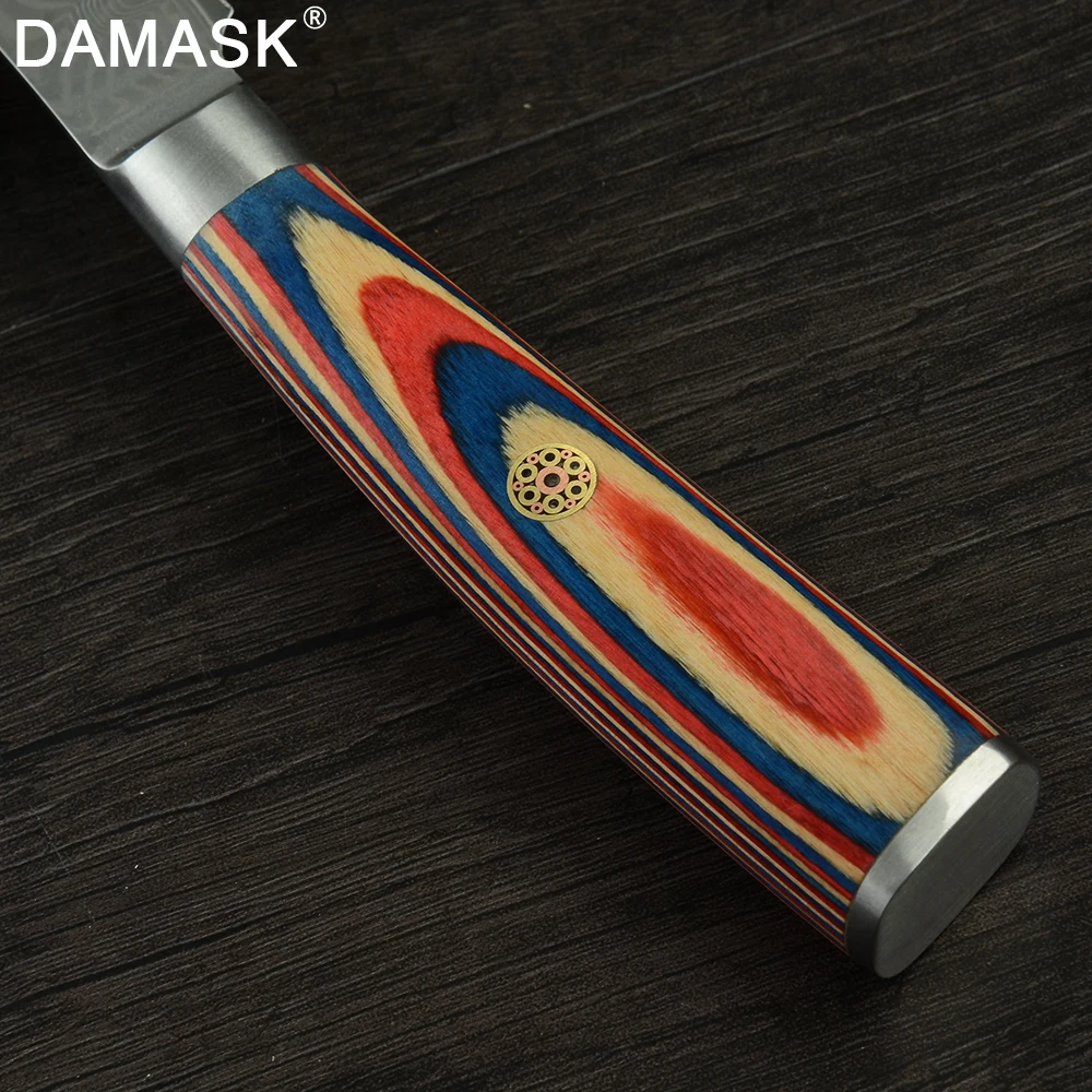 Дамасский кухонный поварской нож Damask слайсер для филе рыбы Кливер утилита фрукты Цветочное дерево, выполненное поддонным ножом гвоздь VG10 сталь острые столовые приборы