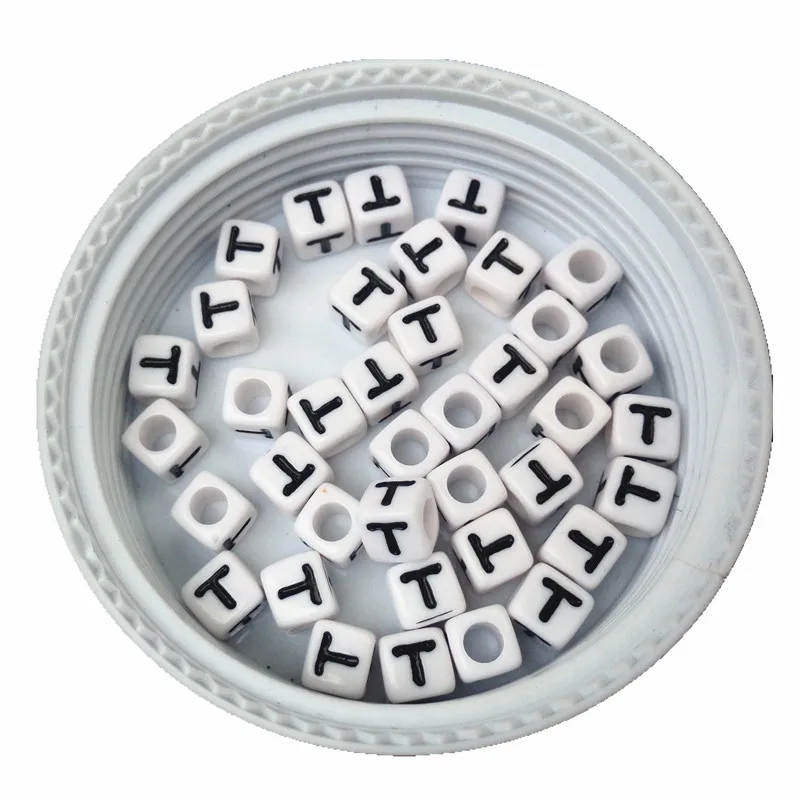 Лучшее качество 7*7 мм одинарная буква T-печать акриловые кубик алфавита