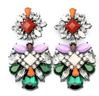 Модные большие неоновые серьги подвески с оранжевым кристаллом из смолы