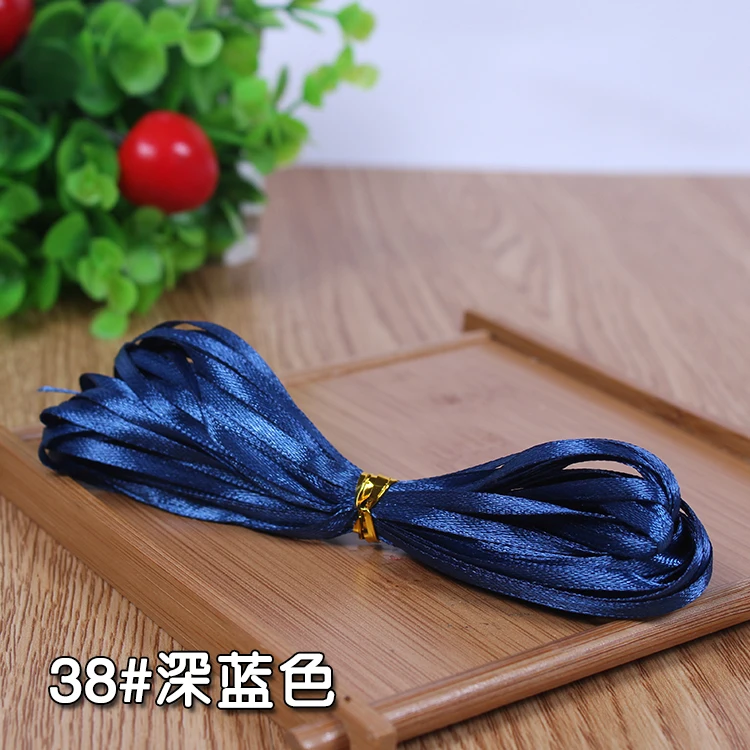 Dark blue 11 ярд 10 метров 3 мм 1/" атласная шелковая лента для свадьбы, рождественской вечеринки, для украшения волос, для сборной невесты, подарочная упаковочная лента - Цвет: Dark blue
