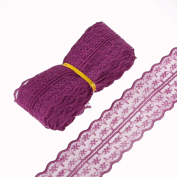 Dark purple 5 ярдов/партия, 19 цветов, кружево, лента, тесьма 45 мм, кружевная отделка, ткань, сделай сам, вышитая сетка, белый кружевной шнур для шитья, украшения - Цвет: Dark purple