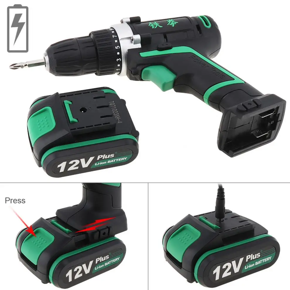 

100 - 240V Cordless 12V Electric Drill / Screwdriver with Switch and Plastic Box 29pcs Set for Handling Screws / Punching