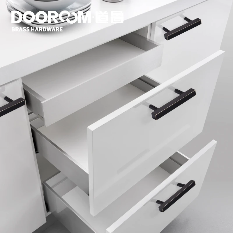 Dooroom Dulu латунные мебельные ручки современный шкаф комод шкаф ящик двери шкафа длинные квадратные черные/золотые ручки
