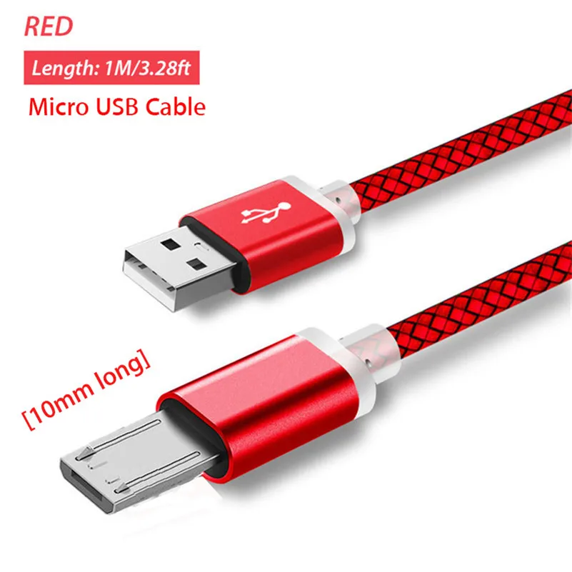 Red Micro USB Cable 10 мм Длинный разъем Micro USB зарядный кабель для Doogee S60 X20/X30/X10 X5/Max/Pro Shoot 2 Oukitel K10000/K3/C8 адаптер кабель - Цвет: Red Micro USB Cable