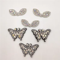 30pcslot butterfly and angel wing shape with shiny diamond padded appliques for headwear decoration handmade hair accessories