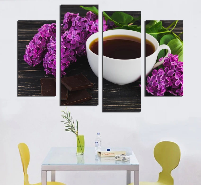 4 панели Современная Настенная живопись Кофе Кухня Натюрморт Главная