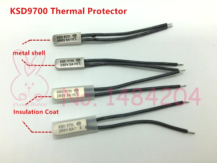 Тепловой протектор KSD9700 20 25 30 35 40 45 50~ 65 градусов Цельсия температурный переключатель 250V5A нормально открытый термостат N.O. 5 шт