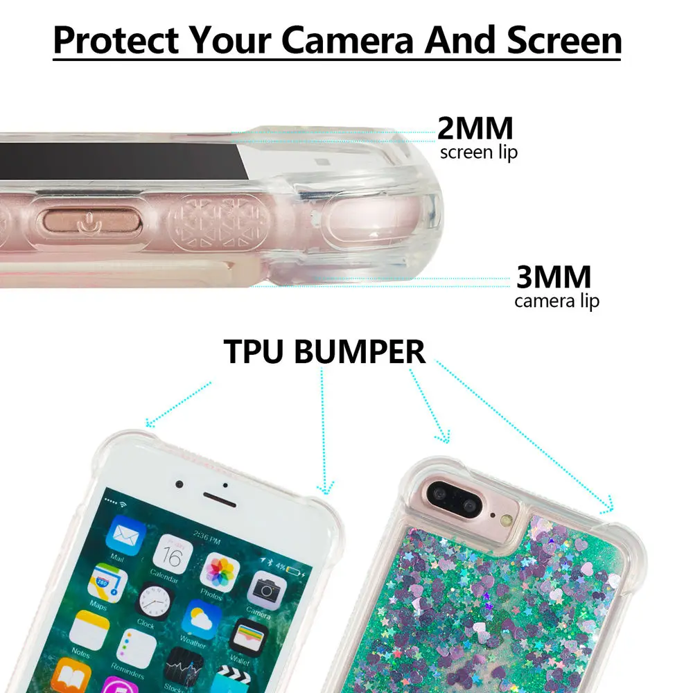 Glitter Stars Cover for Apple iPhone 7 Plus A1786 A1785 A1661 Liquid Quicksand Soft TPU Back Case 8 A1897 A1898 |