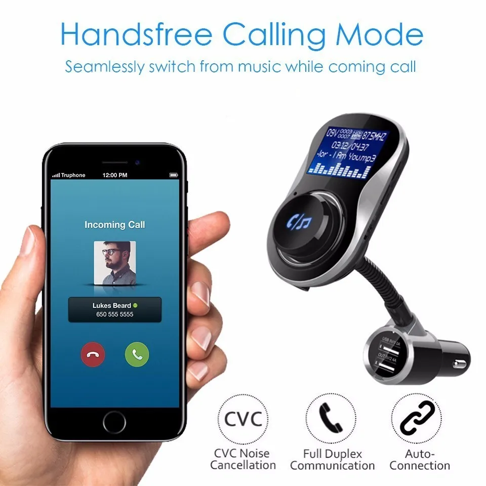 Bluetooth fm-передатчик модулятор автомобильный комплект Aux Out громкой связи