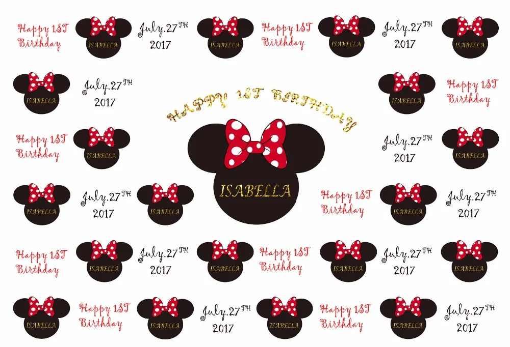 

VinylBDS Fashion Cartoon Birthday Backdrop Washable Cloth Photography Backdrops Customize Princess Photographic Background