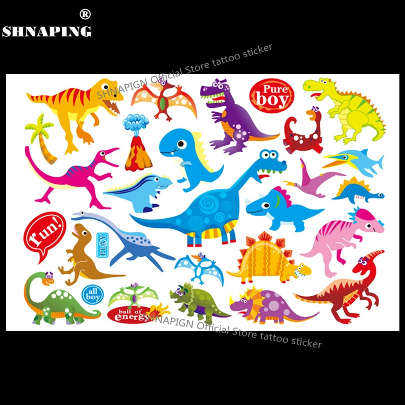 SHNAPIGN динозавр Юрского периода детская временная татуировка боди арт флеш