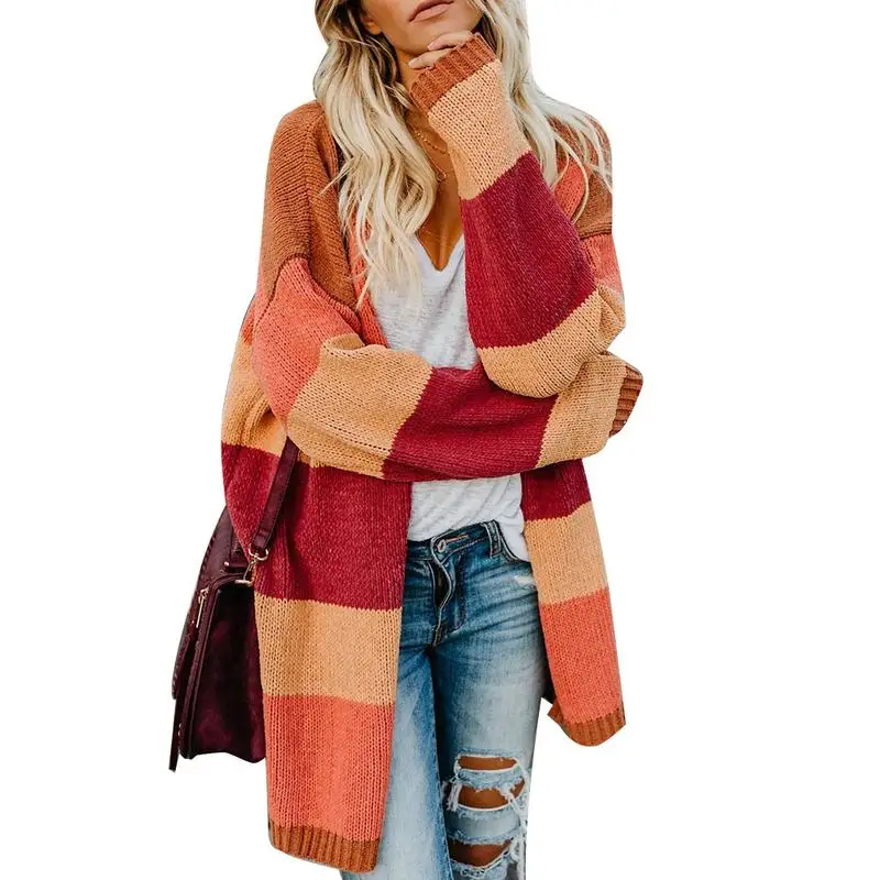 Новая мода осень весна женский свитер кардиганы теплый длинный дизайн Женский