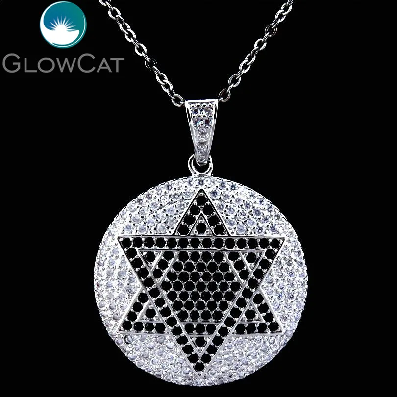 GLOWCAT 21766 Трендовое ожерелье с фианитами круглая монета пентаграмма Медный кулон