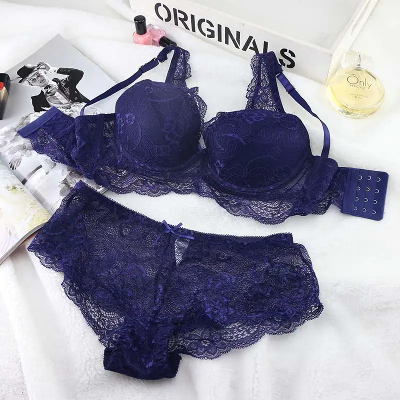 A style Blue Blinvas комплект с бюстгальтером, кружевной комплект, полная чашка, сексуальный, черный, белый, пуш-ап, BlinNT016, комплекты нижнего белья, Женские комплекты нижнего белья, сексуальные - Цвет: A style Blue
