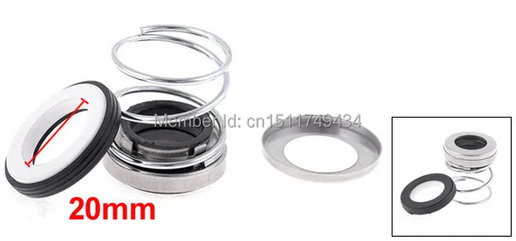 

20mm Inner Dia Rubber Bellows Sliver Tone Coil Spring Mechanical Seal 5pcs