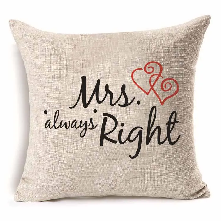 1 шт. декоративная наволочка из хлопка и льна с узором Mr Mrs 40172|cushion cover|cushion cover