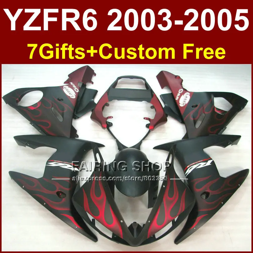 Красный Пламя в черном цвете тела запасных частей для YAMAHA R6 обтекатель комплект 03