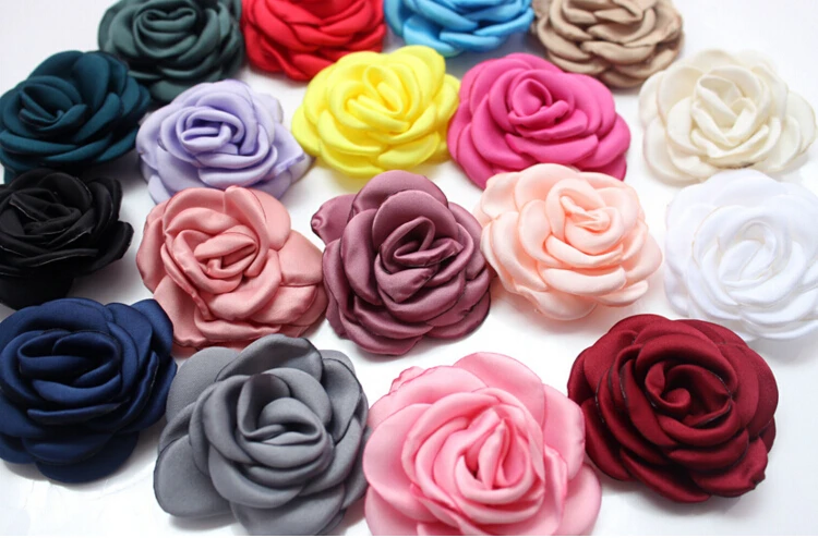 Атласная Розетка 2 4 дюйма 100 шт./лот|burn flower|for baby girlheadband accessories |